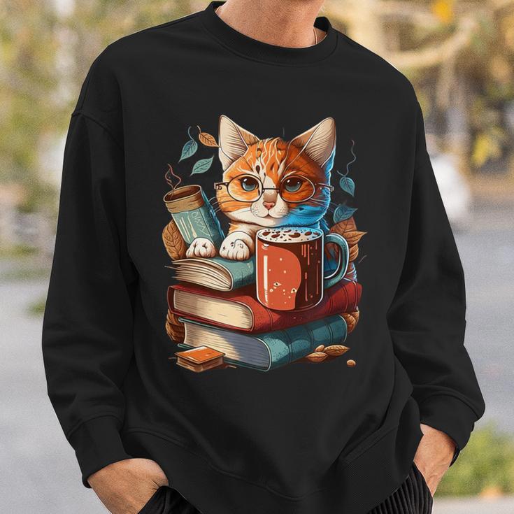 Cat Reading A Book Men Women Kids Sweatshirt Gifts for Him