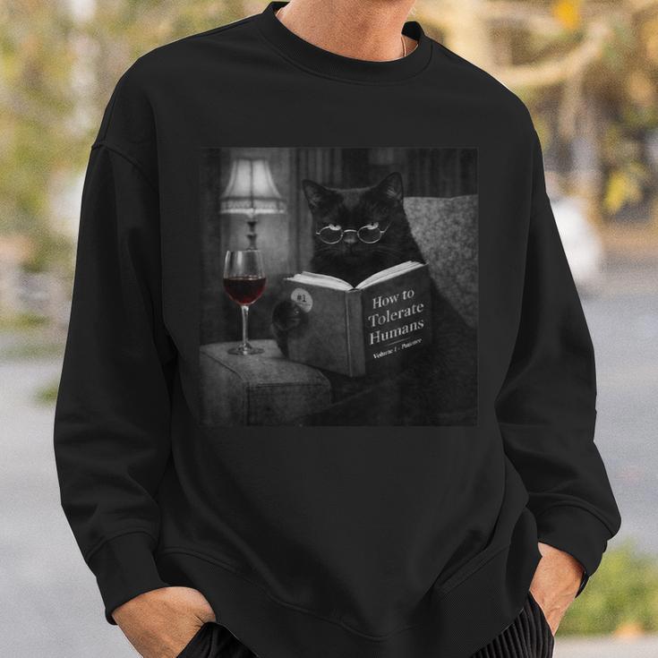 Cat Reading Book Retro Cat Photo Humor Sweatshirt Gifts for Him Cat Reading Book Retro Cat Photo Humor Sweatshirt Gifts for Him