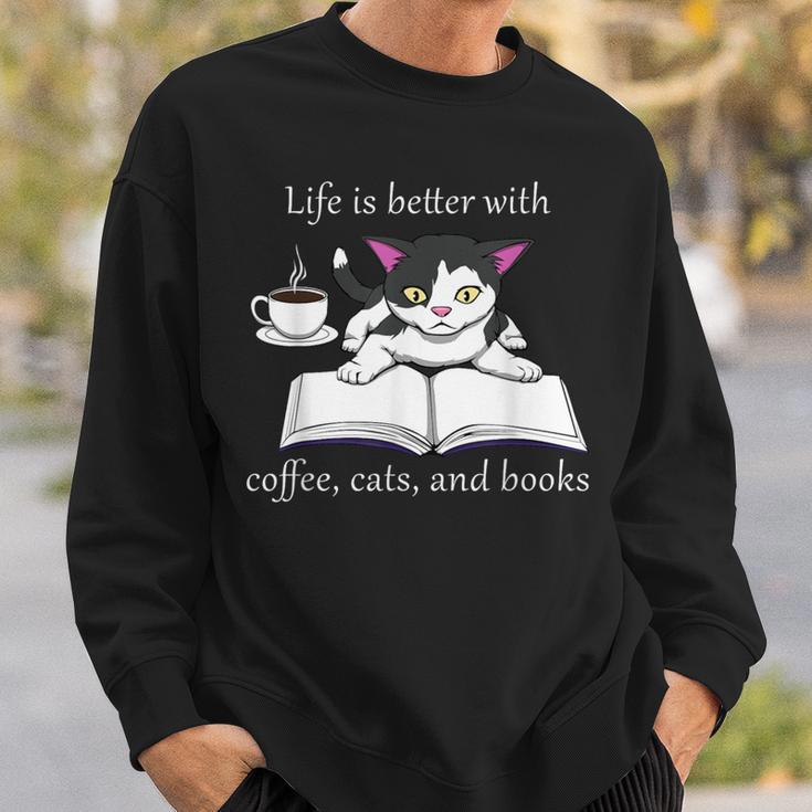 Cat Reads a Book Reading Coffee Sweatshirt Gifts for Him Cat Reads a Book Reading Coffee Sweatshirt Gifts for Him