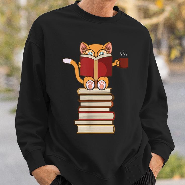 Cats And Reading Books Literature Sweatshirt Gifts for Him
