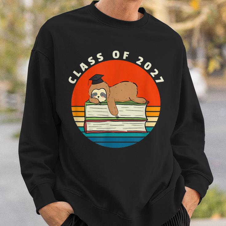 Class Of 2027 Meme Sloth Graduation Cap Sleeping On Books Sweatshirt Gifts for Him