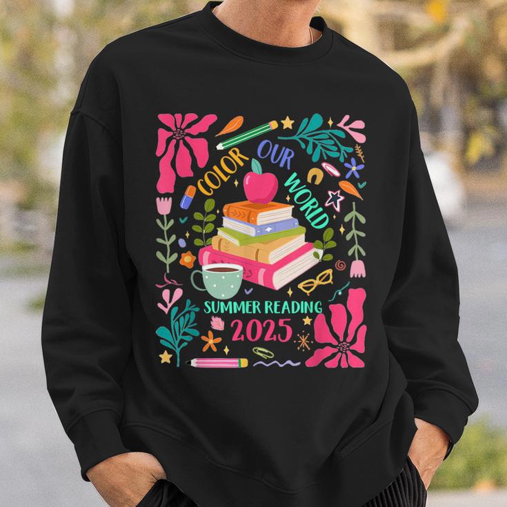 Color Our World Summer Reading 2025 Boho Wildflower Book Sweatshirt Gifts for Him Color Our World Summer Reading 2025 Boho Wildflower Book Sweatshirt Gifts for Him