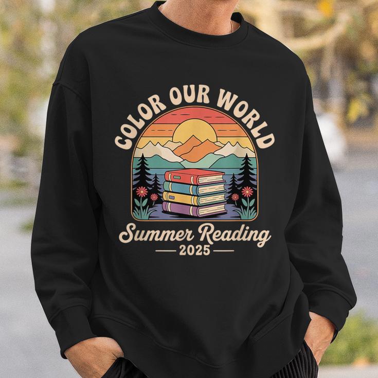 Color Our World Summer Reading 2025 Cute Book Wildflowers Sweatshirt Gifts for Him