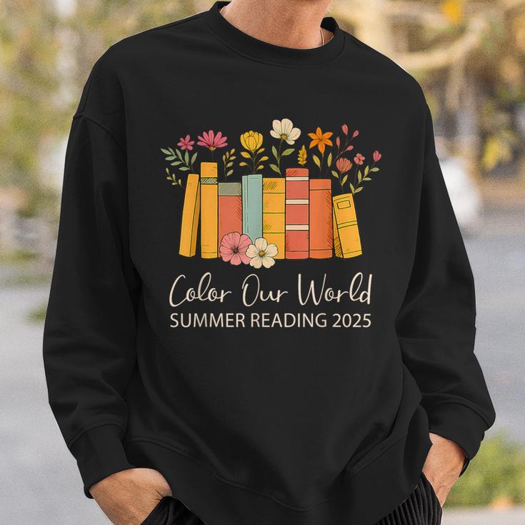 Color Our World Summer Reading 2025 Floral Cute Book Lover Sweatshirt Gifts for Him Color Our World Summer Reading 2025 Floral Cute Book Lover Sweatshirt Gifts for Him