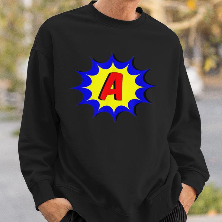 Comic Book Style Monogram Initial Letter A Superhero Sweatshirt Gifts for Him Comic Book Style Monogram Initial Letter A Superhero Sweatshirt Gifts for Him