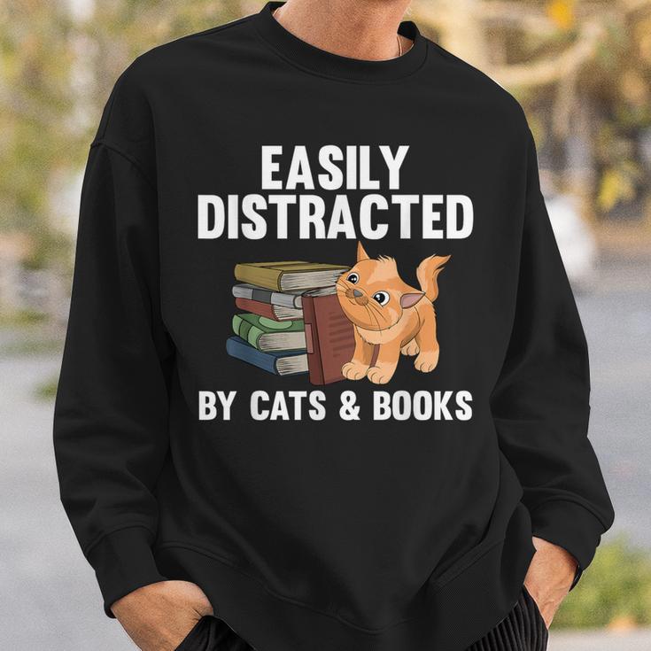 Cool Book Reader For Men Women Book Lover Bookworm Cat Book Sweatshirt Gifts for Him