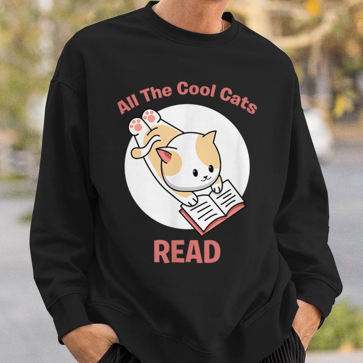 All The Cool Cats Read Book And Cat Lover Sweatshirt Gifts for Him