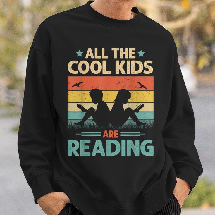 All The Cool Kids Are Reading Retro Book Lovers Reader Nerd Sweatshirt Gifts for Him