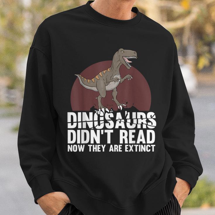 Cool Reading Teacher For Men Women Read Books Dinosaur Book Sweatshirt Gifts for Him