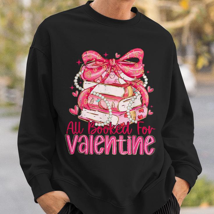 Coquette Bow All Booked For Valentine Book Lover Bookish Sweatshirt Gifts for Him