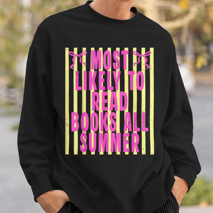 Coquette Striped Most Likely To Read Books All Summer Sweatshirt Gifts for Him