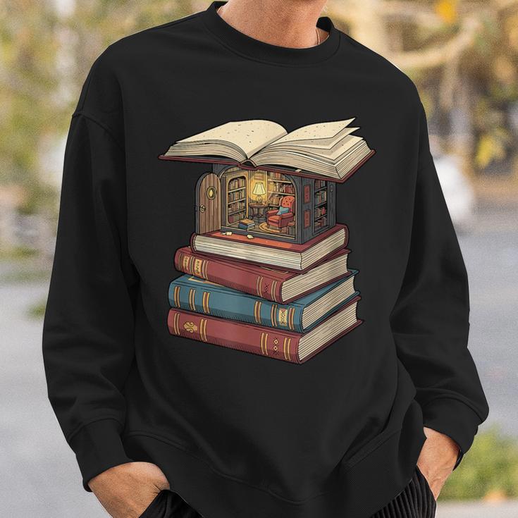 Cozy Reading Nook Between Books Book Lover Aesthetic Sweatshirt Gifts for Him