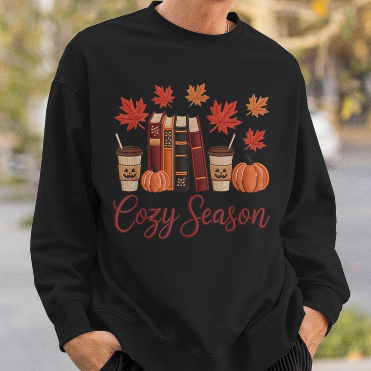 Cozy Season Autumn Leaves Books Pumpkins Fall Halloween Sweatshirt Gifts for Him Cozy Season Autumn Leaves Books Pumpkins Fall Halloween Sweatshirt Gifts for Him