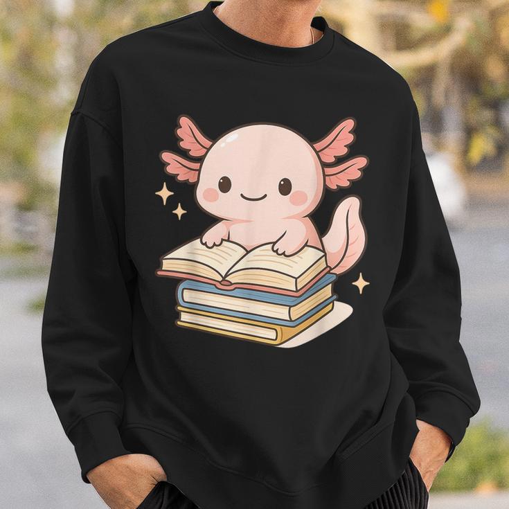 Cute Axolotl Reading Books Shirt Kawaii Axolotl Lover Sweatshirt Gifts for Him