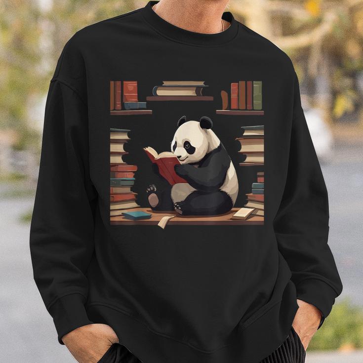 Cute Bear Is Reading a Book Reading Panda Bear Sweatshirt Gifts for Him