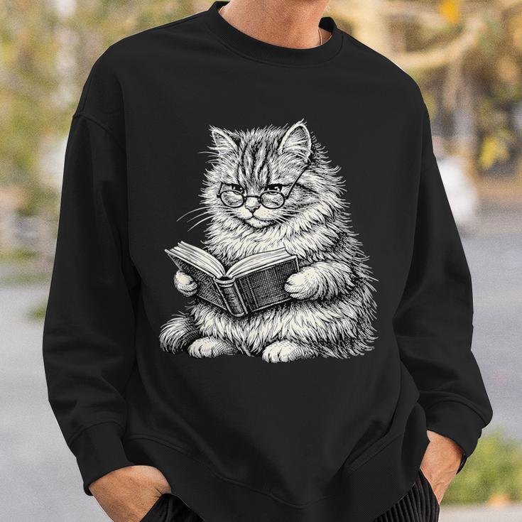 Cute Cat Reading Book Adorable Cats Books Lover Sweatshirt Gifts for Him
