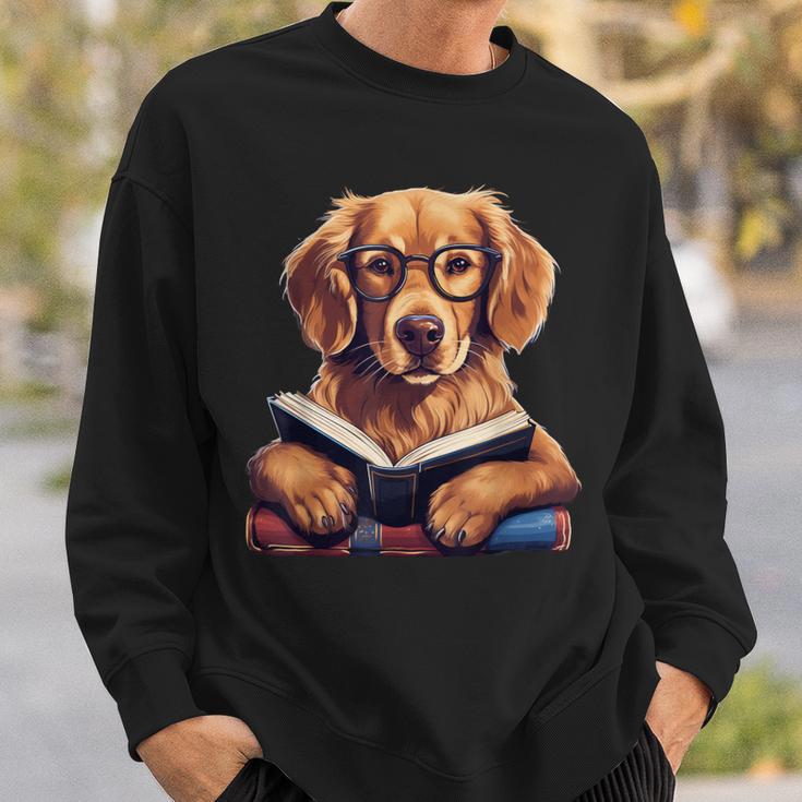 Cute Dog Golden Retriever Reading Book Sweatshirt Gifts for Him Cute Dog Golden Retriever Reading Book Sweatshirt Gifts for Him