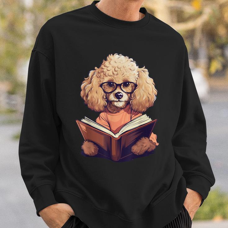 Cute Dog Poodle Reading Book Sweatshirt Gifts for Him