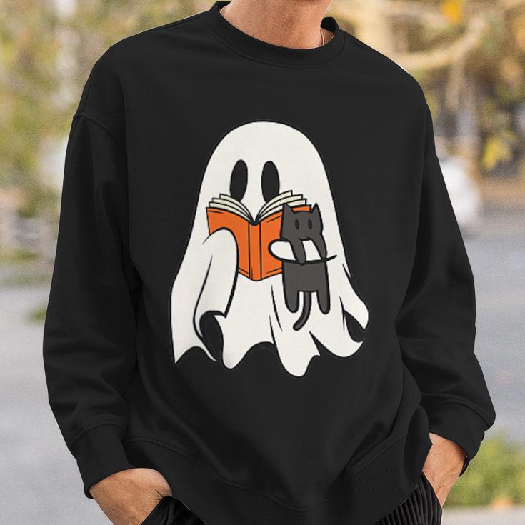 Cute Ghost Cat Reading Book Spooky Season Halloween Costume Sweatshirt Gifts for Him Cute Ghost Cat Reading Book Spooky Season Halloween Costume Sweatshirt Gifts for Him