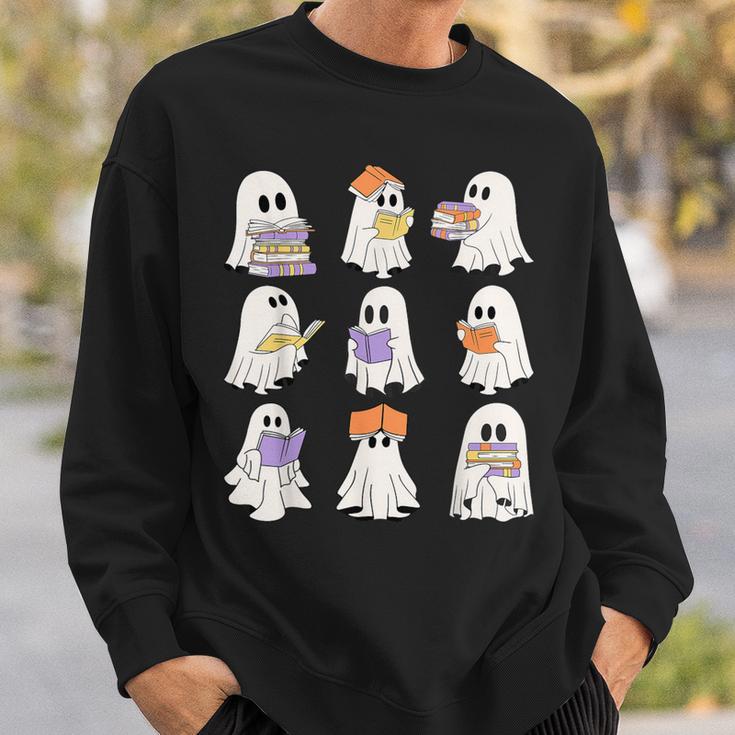 Cute Ghost Reading Books Teacher Halloween Reading Men Women Kids Sweatshirt Gifts for Him