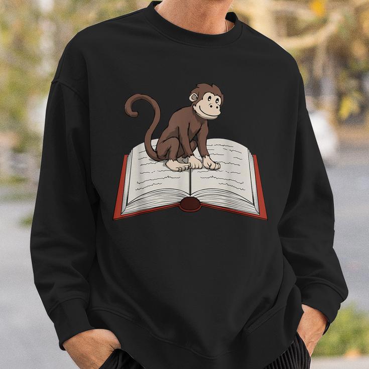 Cute Monkey Reading Books Literature Nature Sweatshirt Gifts for Him