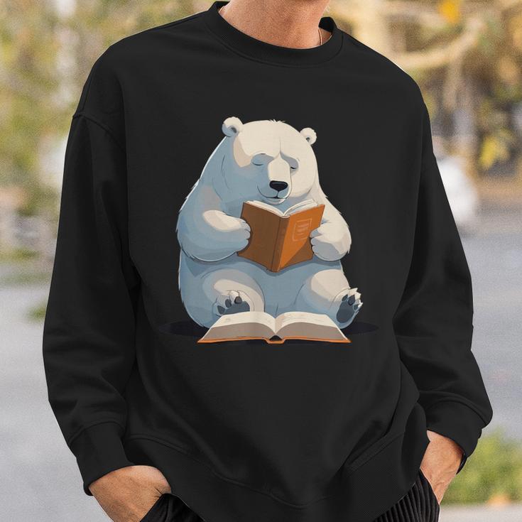 Cute Polar Bear Is Reading a Book Reading Polar Bear Sweatshirt Gifts for Him