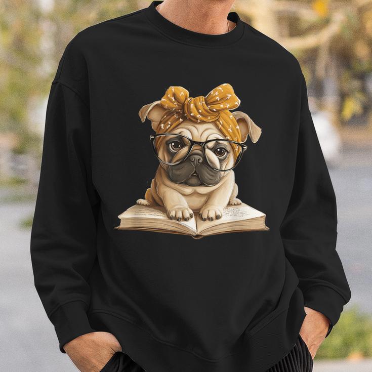 Cute Pug Reading Dog Book Lover Animal Graphic Baby Portrait Sweatshirt Gifts for Him Cute Pug Reading Dog Book Lover Animal Graphic Baby Portrait Sweatshirt Gifts for Him