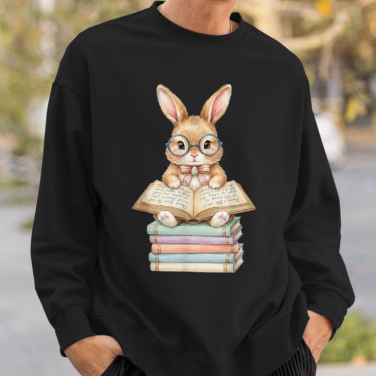Cute Reading Bunny Easter Books Reader Teacher Girls Women Sweatshirt Gifts for Him