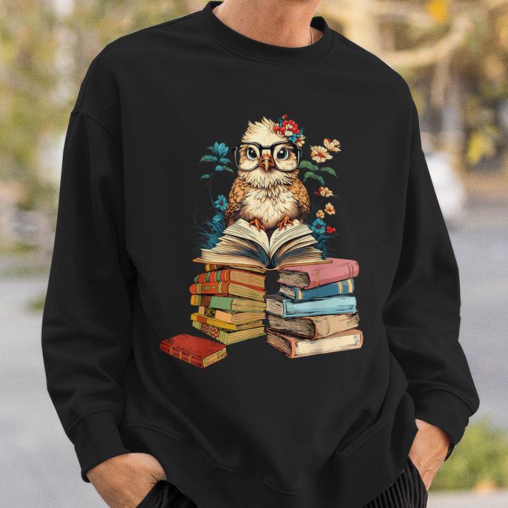 Cute Reading Chicken With Glasses Books Bookworm Reader Sweatshirt Gifts for Him