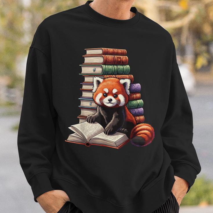 Cute Red Panda Reading Book Animal Bookworm Sweatshirt Gifts for Him
