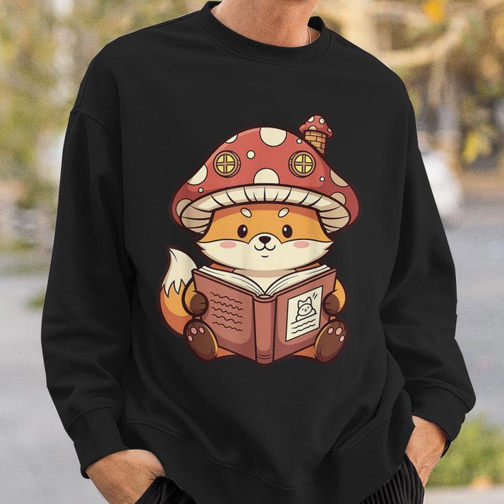 Cute Shiba Inu Mushroom Hat Reading Book Art Sweatshirt Gifts for Him Cute Shiba Inu Mushroom Hat Reading Book Art Sweatshirt Gifts for Him