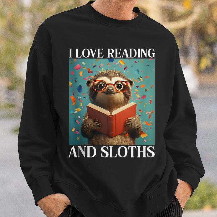 Cute Sloth Reading Book School Librarian Teacher Student Sweatshirt Gifts for Him