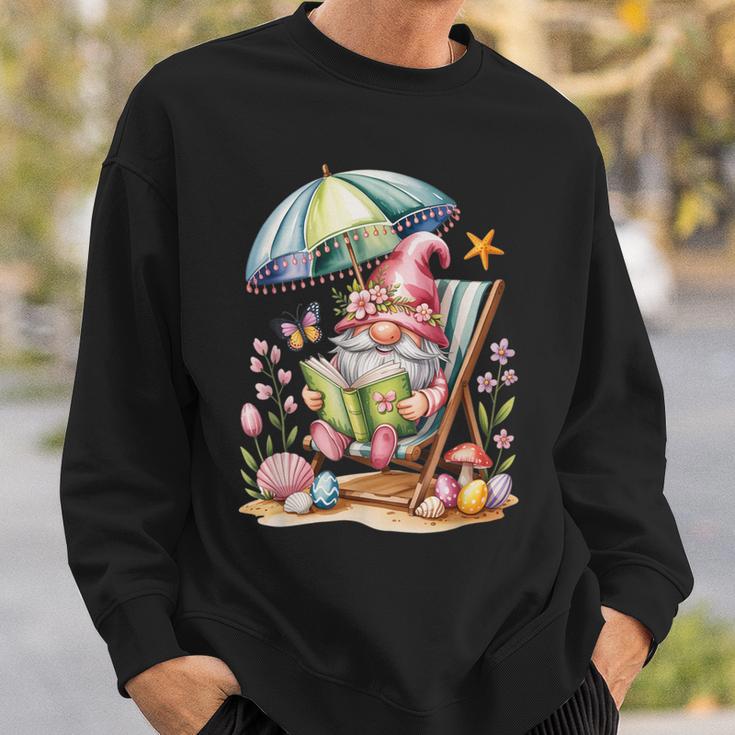 Cute Summer Relaxing Gnome Art For Book Lovers Sweatshirt Gifts for Him
