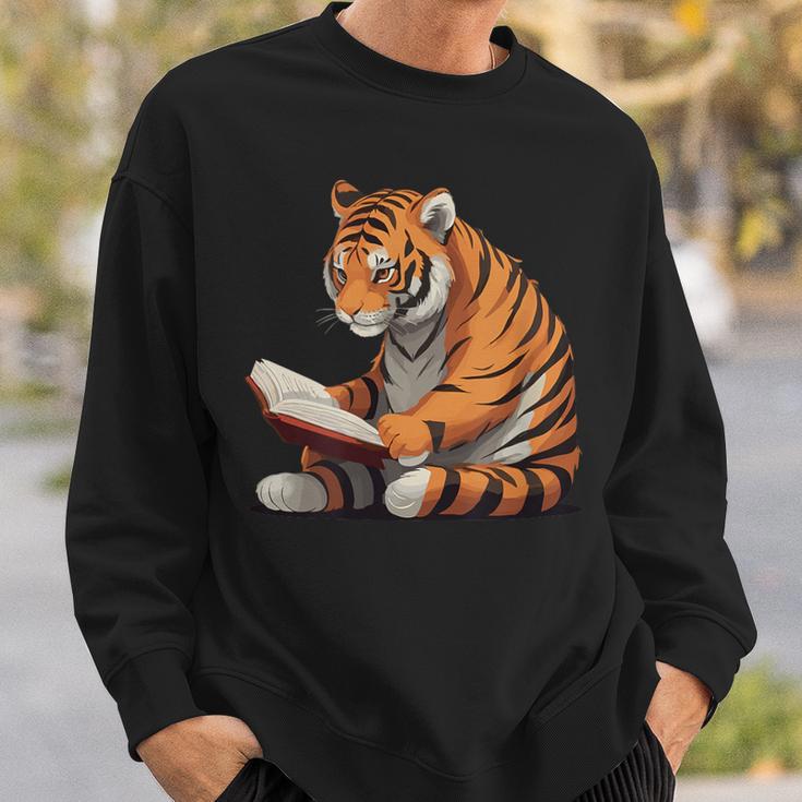 Cute Tiger Is Reading a Book Reading Tiger Sweatshirt Gifts for Him