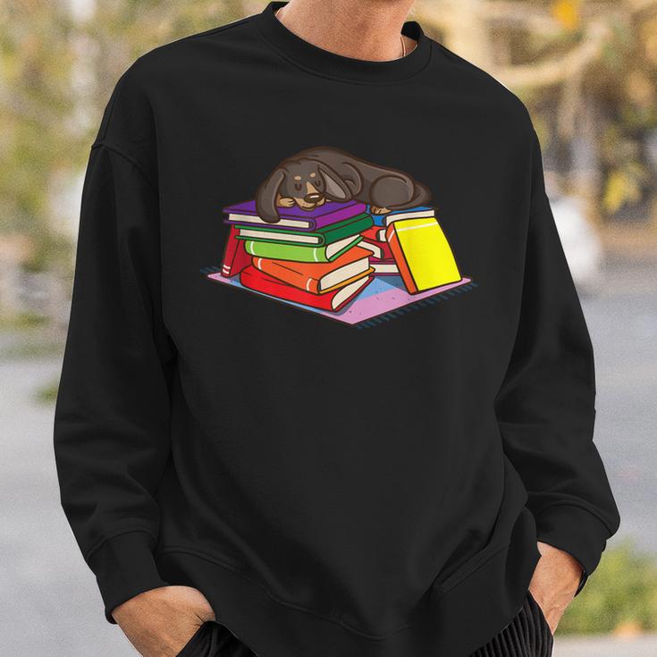 Dachshund Book Reading Lovers Bookworm Girls Teachers Sweatshirt Gifts for Him