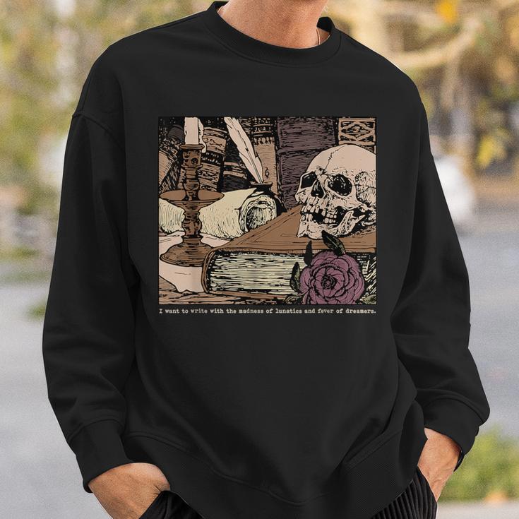 Dark Academia Aesthetic Skull Writer Authors Book Lover Sweatshirt Gifts for Him