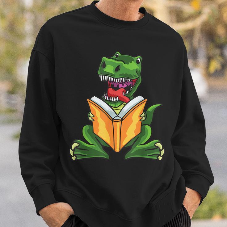 Dino Read Book Shirt Dinosaurs Reading Rex Cute Tee Sweatshirt Gifts for Him