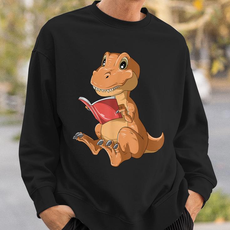 Dinosaur Reading Book Dino Reading Book Lovers Book Readers Sweatshirt Gifts for Him