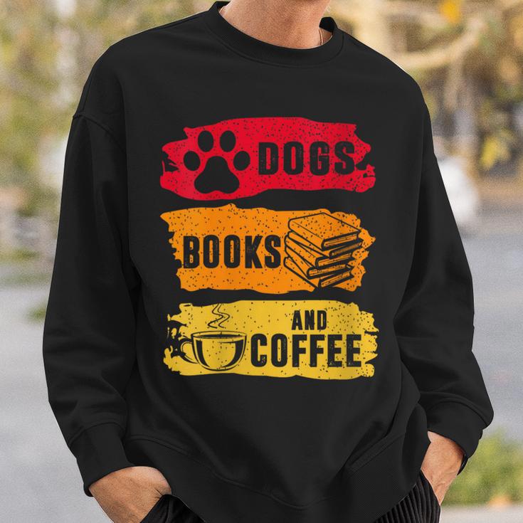 Dogs Books And Coffee Dog Book Reader Lover Sweatshirt Gifts for Him