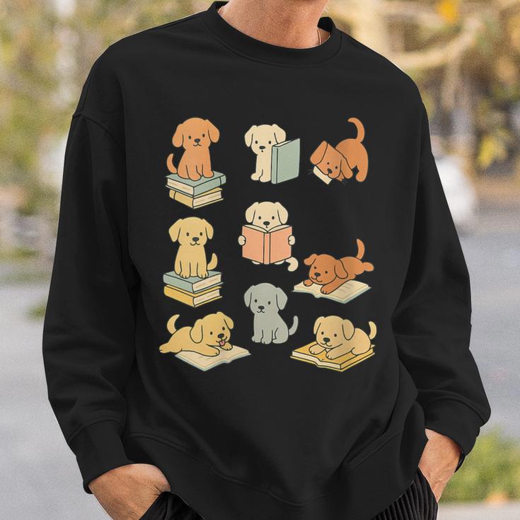 Dogs Reading Books Dog Lover Sweatshirt Gifts for Him