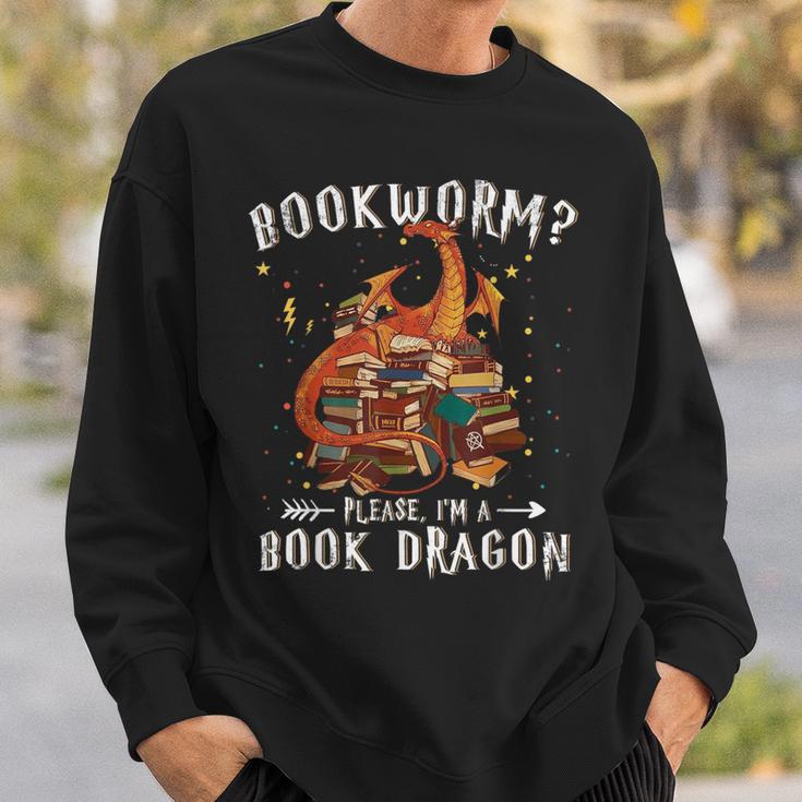 Dragon Book Shirt Bookworm Please I'm a Book Dragon Sweatshirt Gifts for Him
