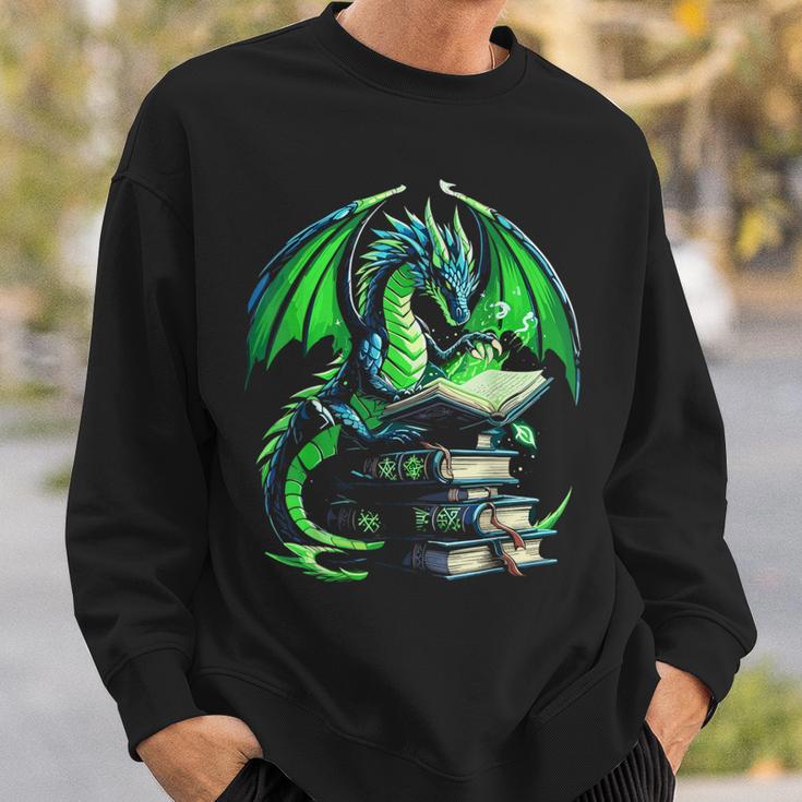 Dragon Reading Books Bookworm Sweatshirt Gifts for Him