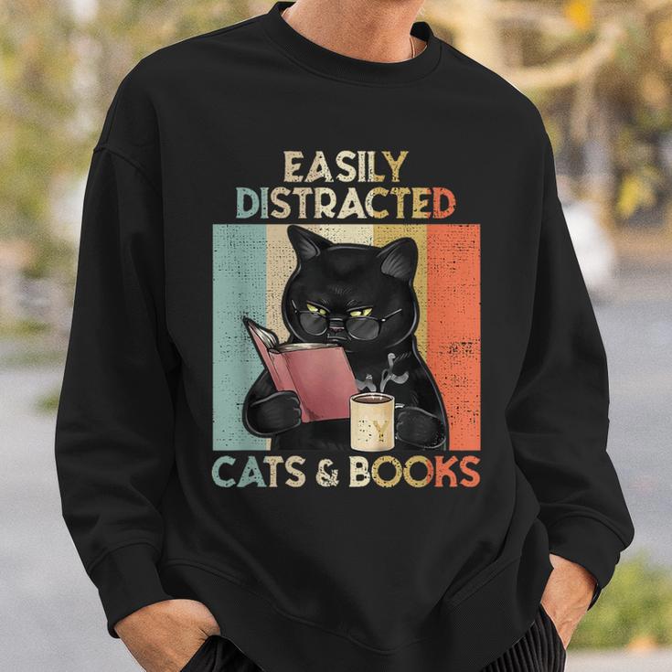 Easily Distracted By Cats And Books For Cat Lovers For Men Women Girls Kids Sweatshirt Gifts for Him