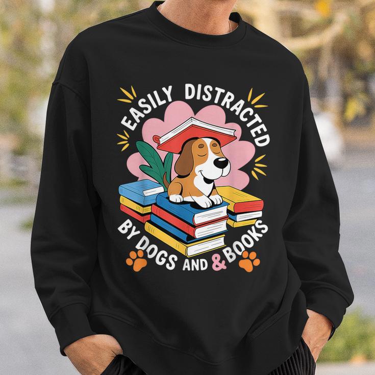 Easily Distracted By Dogs And Books Pets Books Lovers Sweatshirt Gifts for Him Easily Distracted By Dogs And Books Pets Books Lovers Sweatshirt Gifts for Him