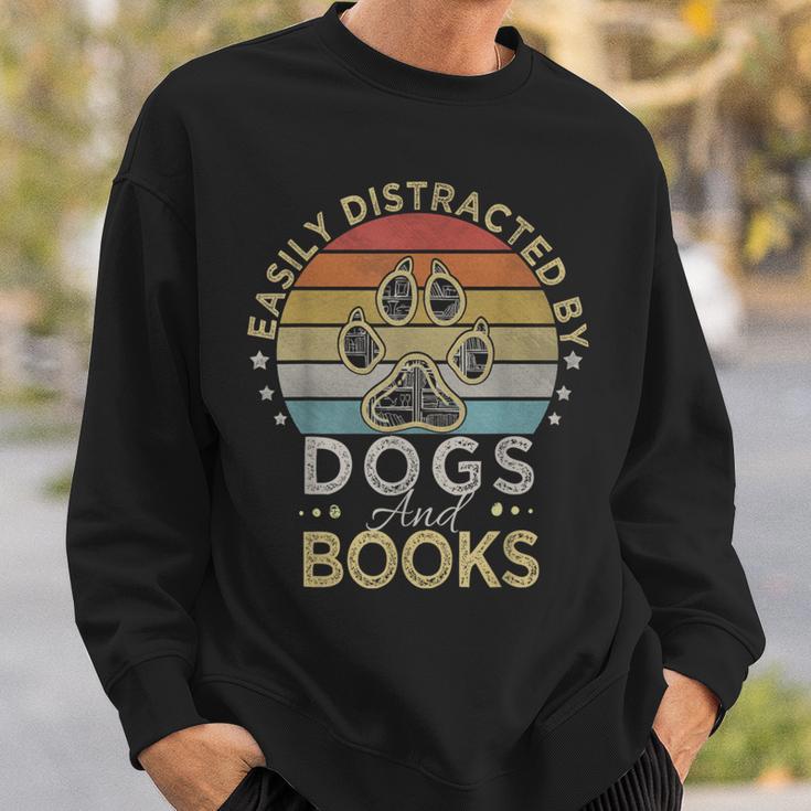 Easily Distracted By Dogs And Books Retro Vintage Dogs Lover Sweatshirt Gifts for Him Easily Distracted By Dogs And Books Retro Vintage Dogs Lover Sweatshirt Gifts for Him