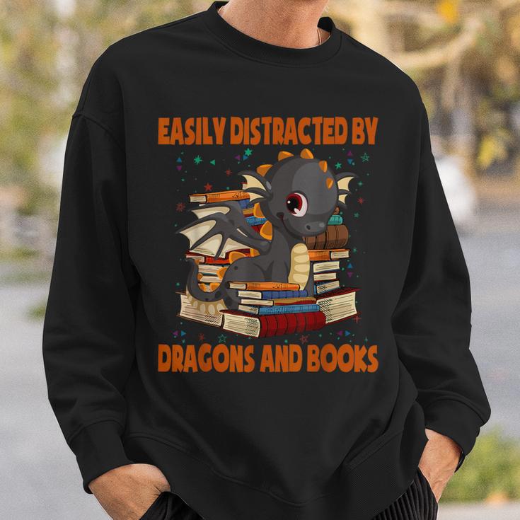 Easily Distracted By Dragon And Books Cute Dragon Read Book Sweatshirt Gifts for Him Easily Distracted By Dragon And Books Cute Dragon Read Book Sweatshirt Gifts for Him