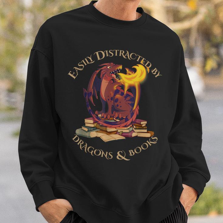 Easily Distracted By Dragons And Books Fire Dragon Sweatshirt Gifts for Him Easily Distracted By Dragons And Books Fire Dragon Sweatshirt Gifts for Him