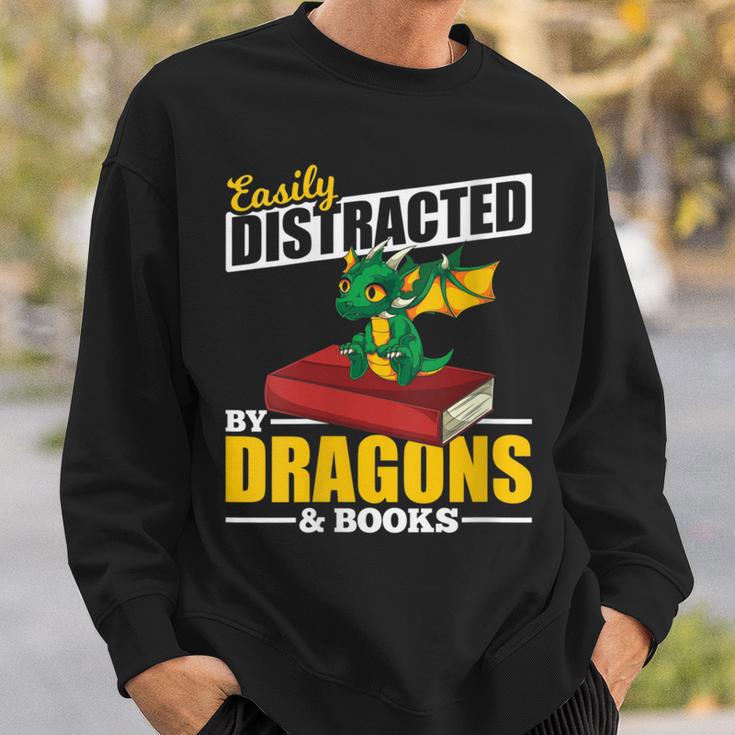 Easily Distracted By Dragons And Books Reading Book Dragon Sweatshirt Gifts for Him Easily Distracted By Dragons And Books Reading Book Dragon Sweatshirt Gifts for Him