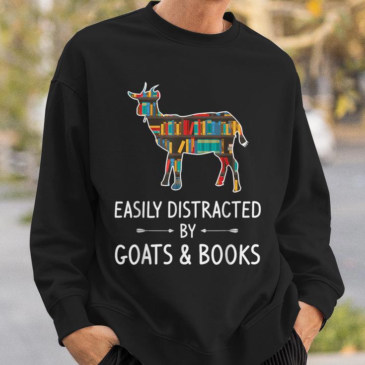 Easily Distracted By Goats & Books Lover Sheep Kid Sweatshirt Gifts for Him