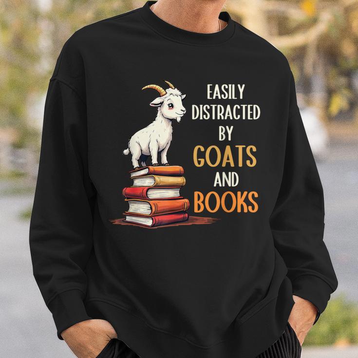 Easily Distracted By Goats And Books Goats And Book Reading Sweatshirt Gifts for Him